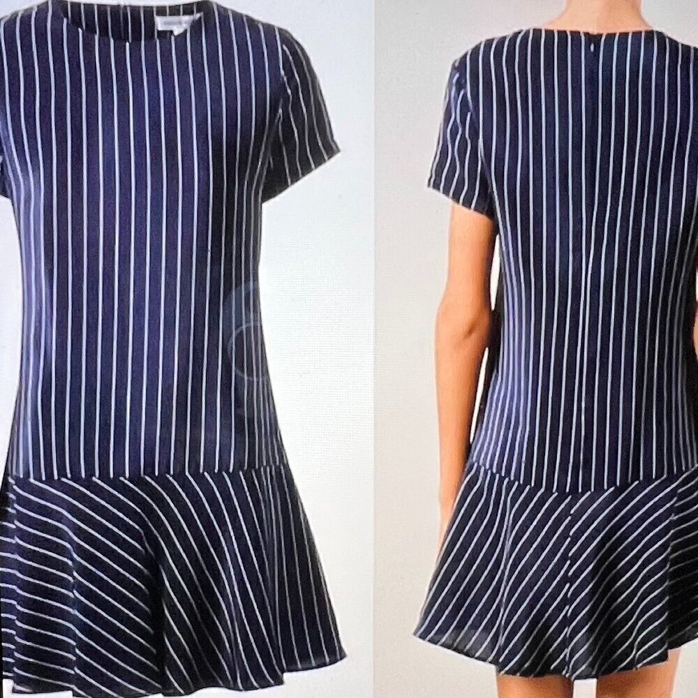 Amour Vert Dress Womens Size Medium Silk Striped Made in USA